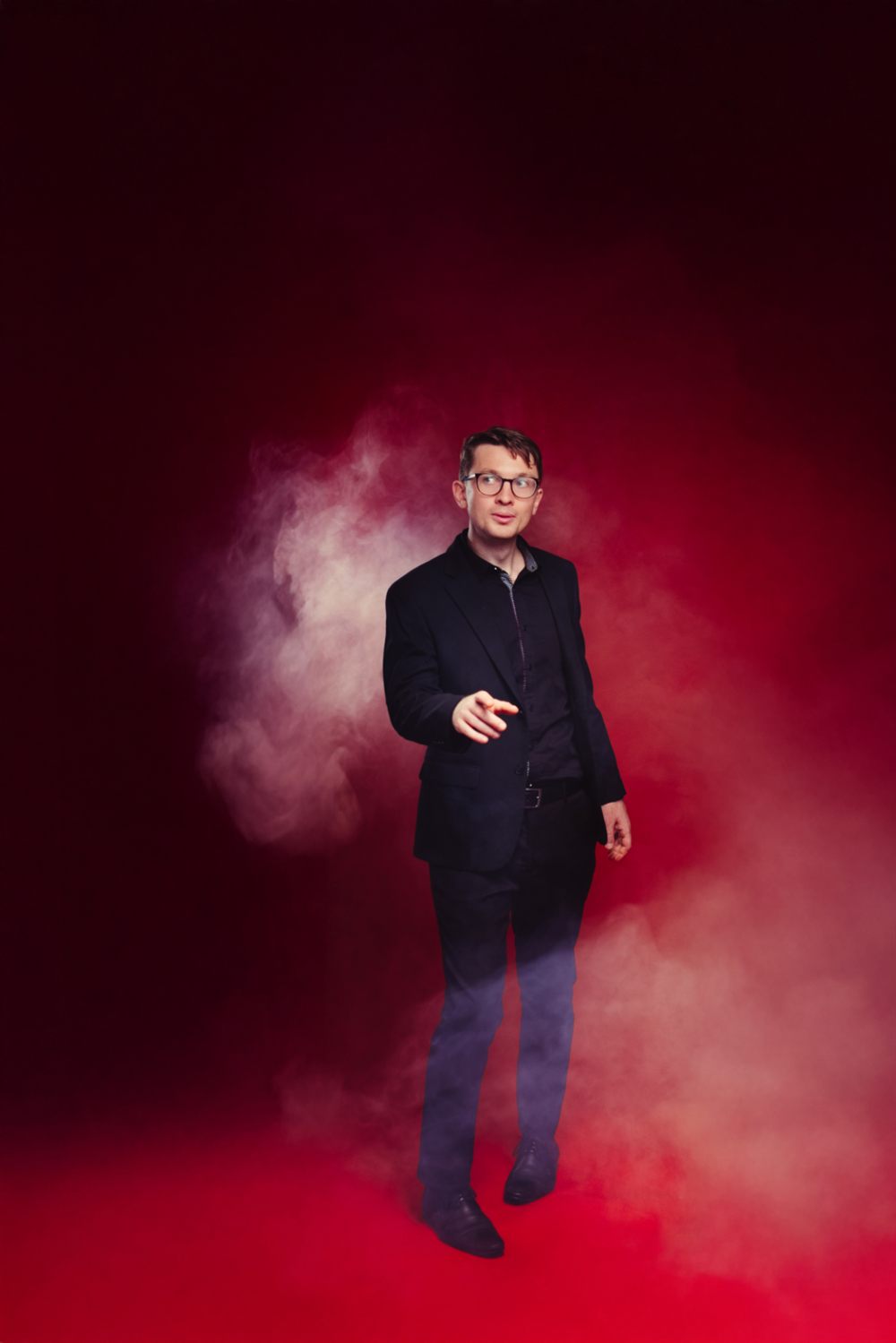 Sam King in red smoke